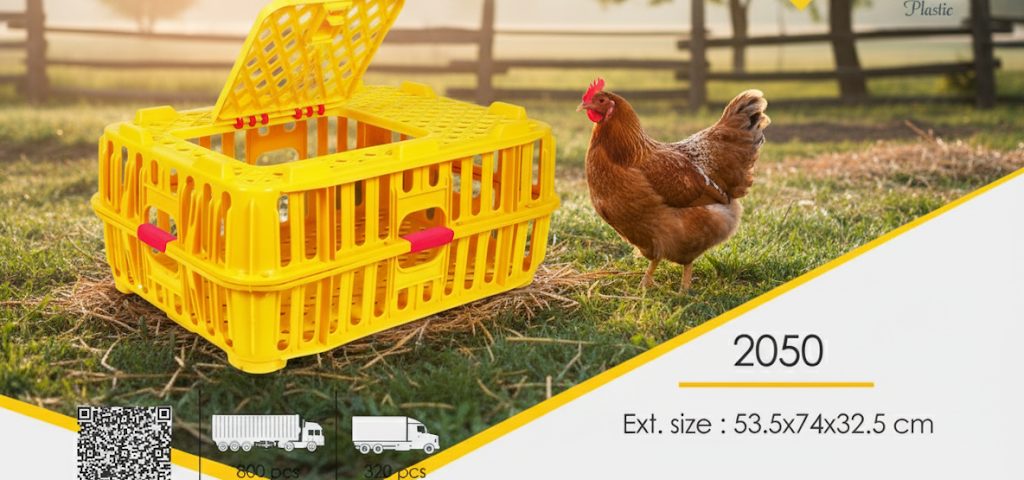 راهنمای جامع: حمل صحیح مرغ زنده با استفاده از قفس پلاستیکی 2050